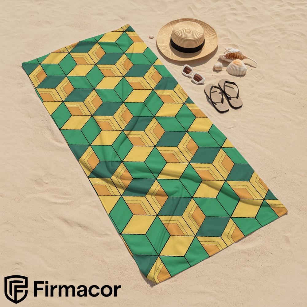 Geometric Cube Soft Portable Travel Towel Unisex Ultra Lightweight Microfiber Oversized Sand Free Quick Dry Beach Towel