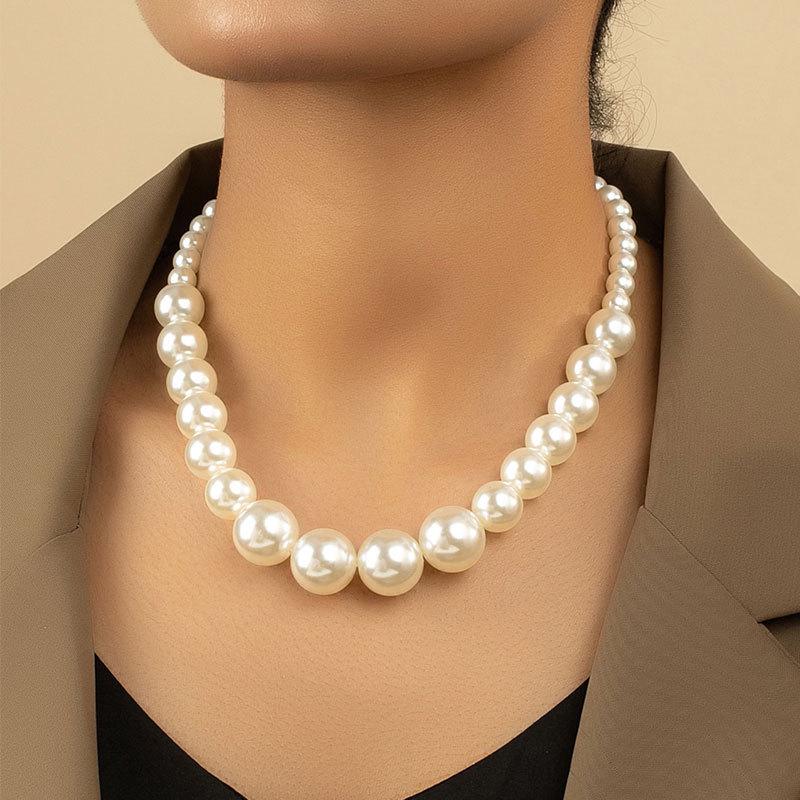 

Elegant French Retro Choker: Imitation Pearl Necklace for Women in 10/14/16MM Sizes.