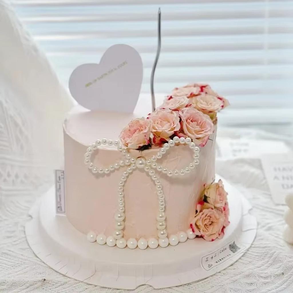 Valentine's Day Cake Toppers with Pearl Decor Cake Decorations