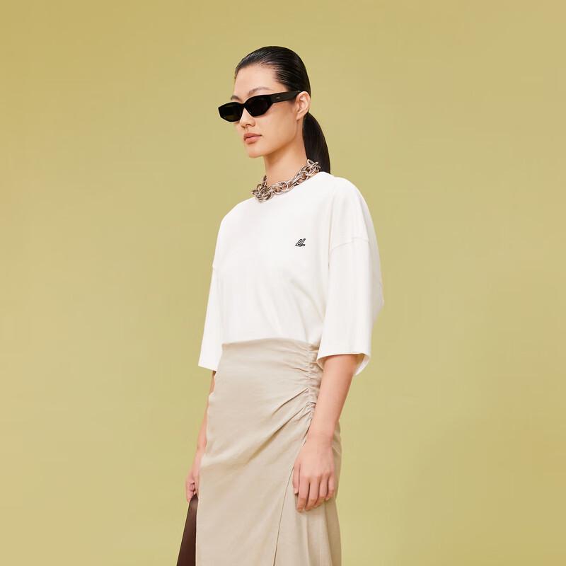LESS 2024 Summer Silk-Cotton Blend Loose Fit Round Neck T-Shirt
