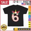 6 Year Old Gifts 6th Birthday Girls Unicorn Face Flower T Shirt Mens Womens Tees Top Men Women