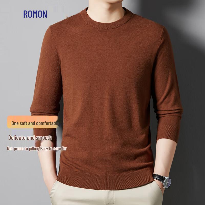 Romon Men's Autumn/Winter Round Neck Pullover Knit Sweater