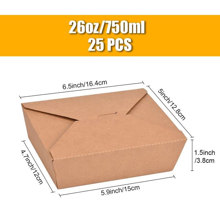Boite alimentaire - Yikang - home-070 - Papier kraft - Résistante à l'huile - Biodegradable