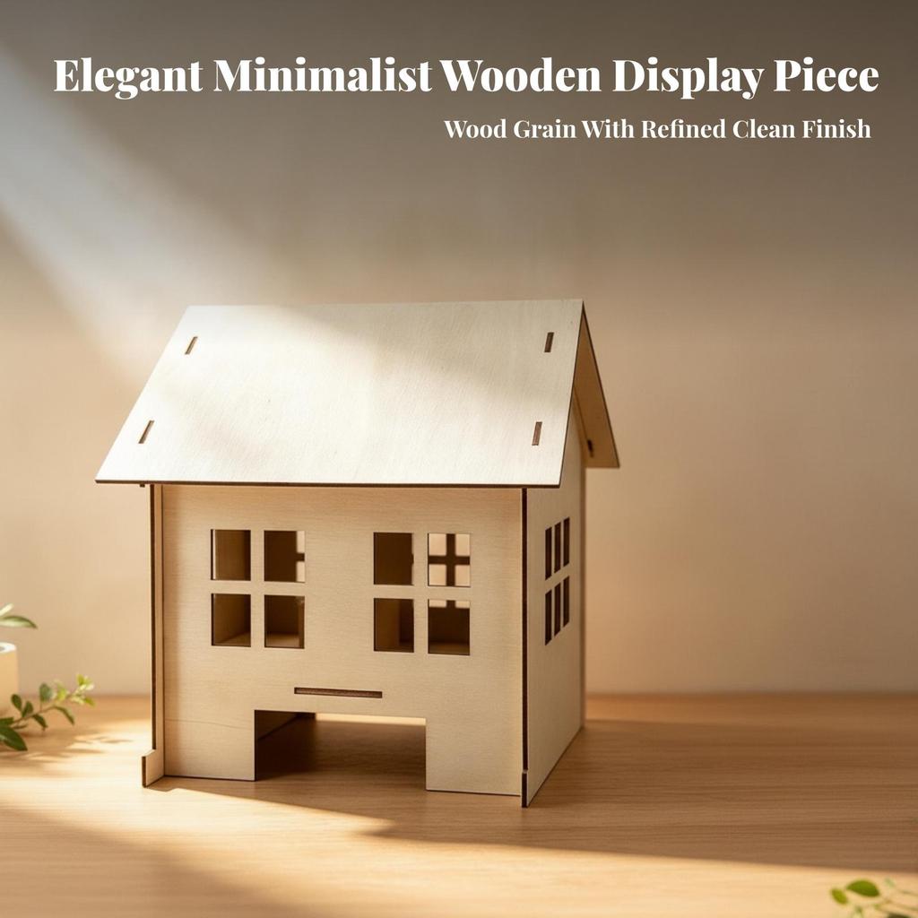 Natural Wood Craft House Model Easy to Assemble for Reading Nooks