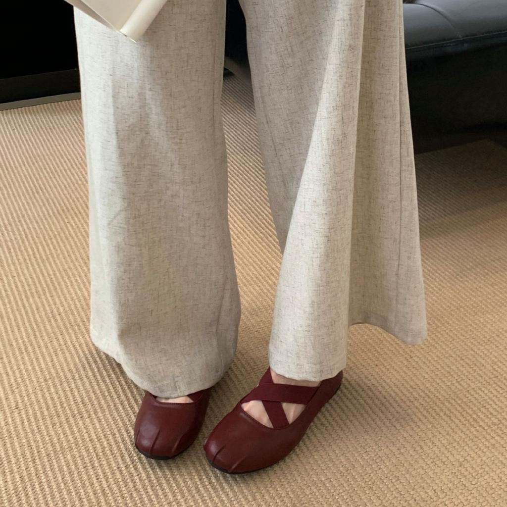 French Retro Cross-strap Mary Jane Shoes Women's Shoes 2025 New Autumn Height-increasing Ballet Shoes