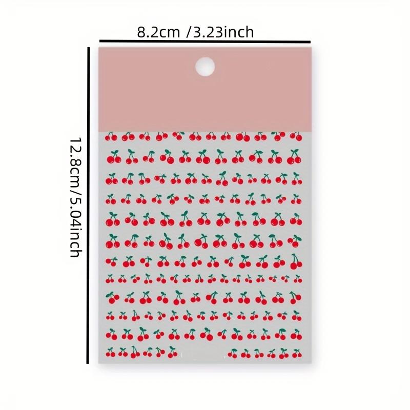 Cherry Charm Nail Art Stickers, Kawaii Fruit Design Nail Transfer Decals, DIY Nail Art Decorative Sliders for Nail Art Decoration
