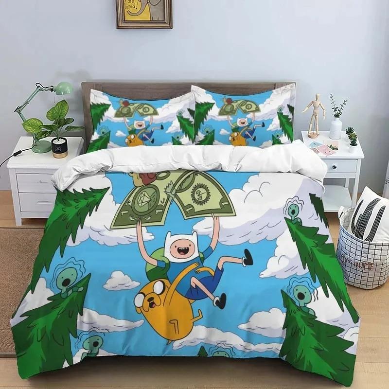 Premium Cartoon Adventure Time Finn And Jake Duvet Cover Comforter Bed Single Twin Full Queen Size 3D Youth Girl Boys Gift