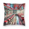 American Diner Neon Lights Square Pillowcase Polyester Linen Velvet Creative Decorative Throw Pillow Sofa Seater Cushion Case