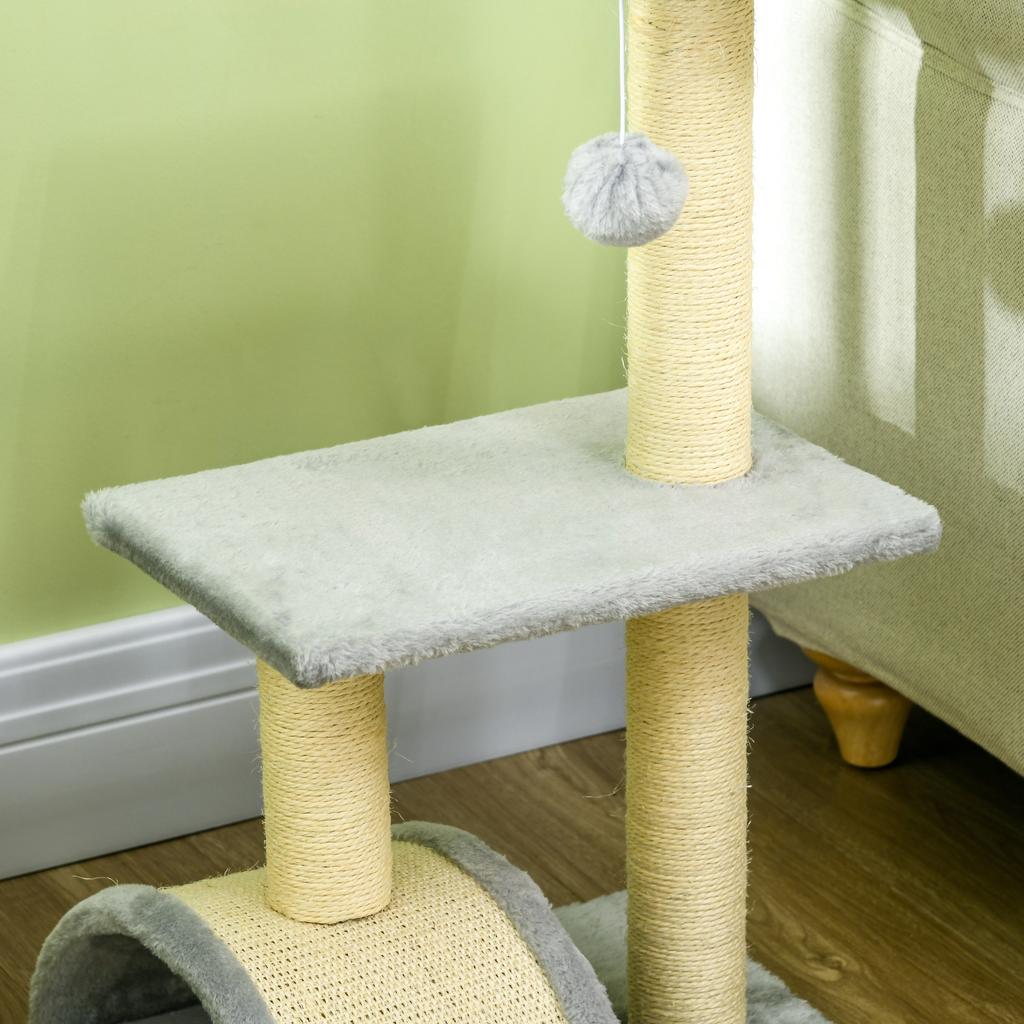 72cm Cat Tree with Scratching Post, Pad for Indoor Cats - Light Grey