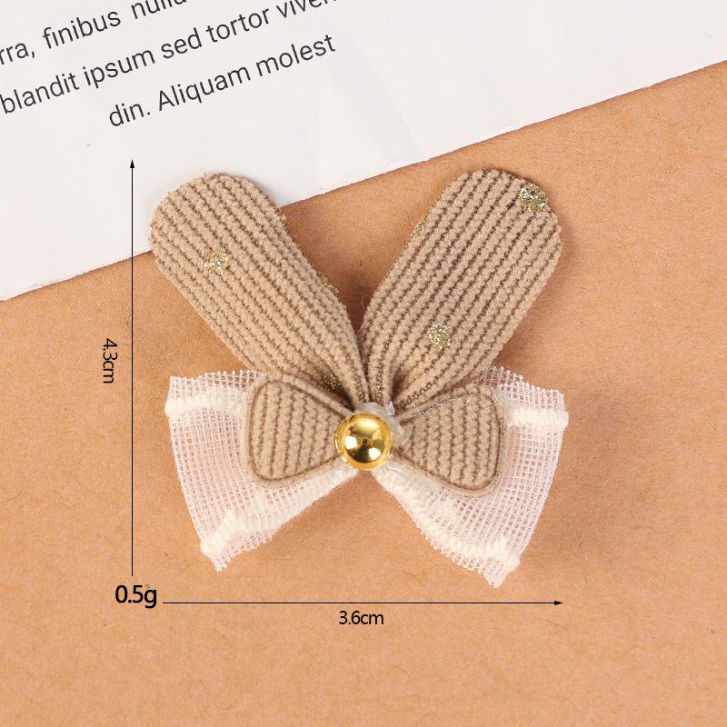 Milk Coffee Bow-Tie Bunny Ear Fabric Patch for DIY Children's Clothing Accessories