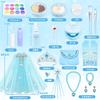 VBACALA Makeup Toy Set for No Princess Pretend Includes and Christmas Blue Girls, Coloring, Play, Cape, Wand, Crown, Accessories, Gift,