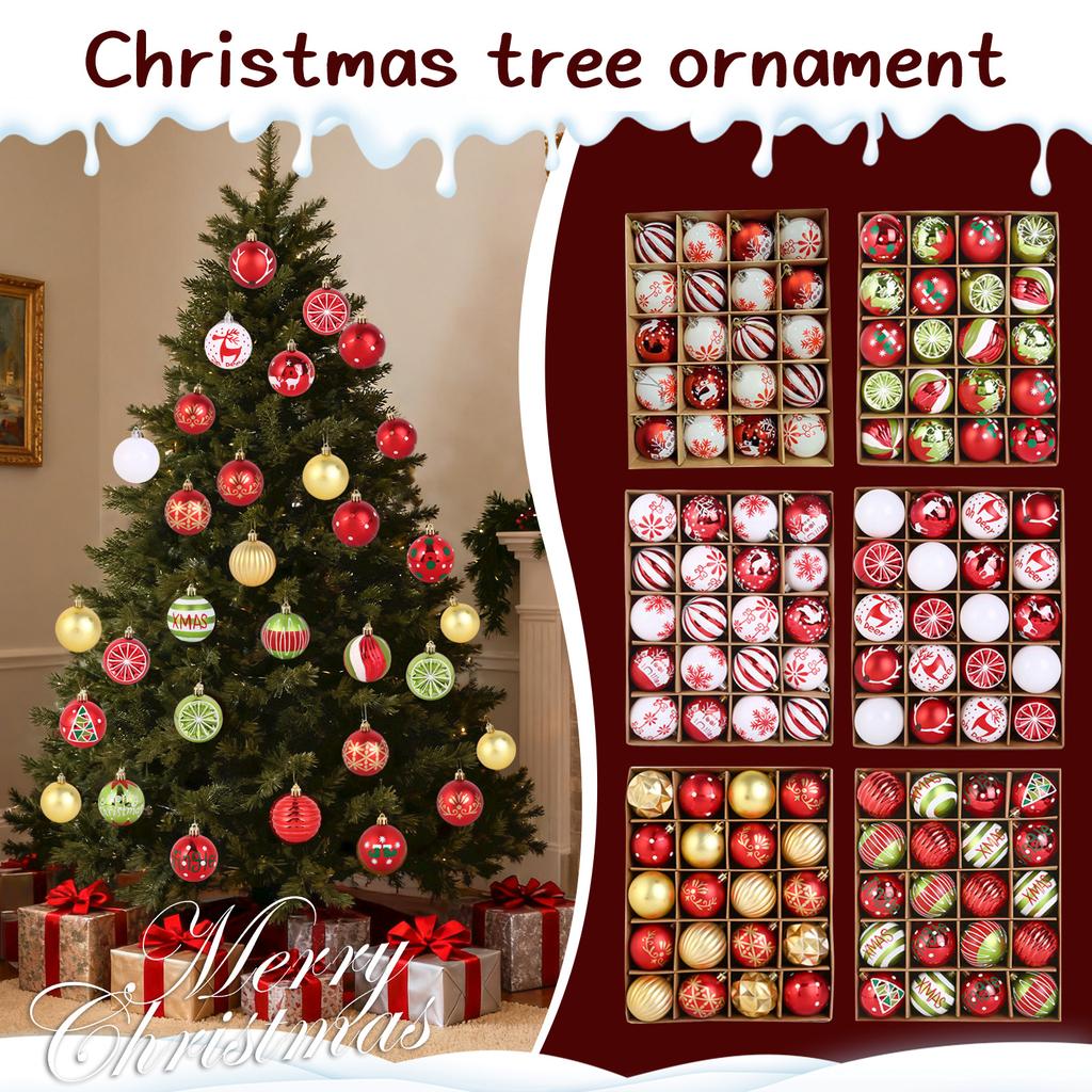 20-Pack Electroplated Plastic Christmas Balls - Mixed Color Glitter Ornaments With For Holiday Tree Decor