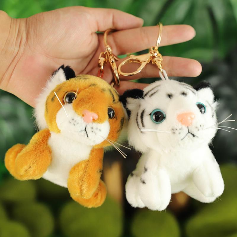 

10Cm Real Life Cute Tiger Leopard Plush Pendant Toys Animal Doll Key Chains
