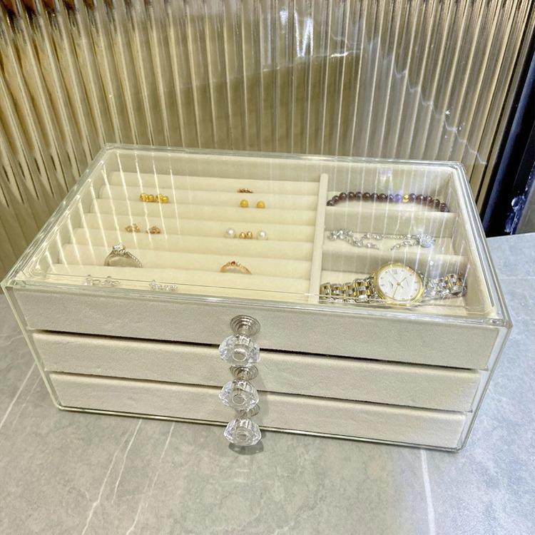 Three-Layer Acrylic Jewelry Box with Anti-Oxidation and Large Capacity Storage for Rings