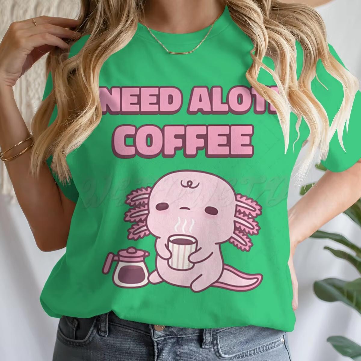 Kids Girls Clothes Kawaii Cartoon Clothes for Girls Cute Axolotl I Need Alotl Coffee Summer 3D Print Tie Dye Children s Clothing 100