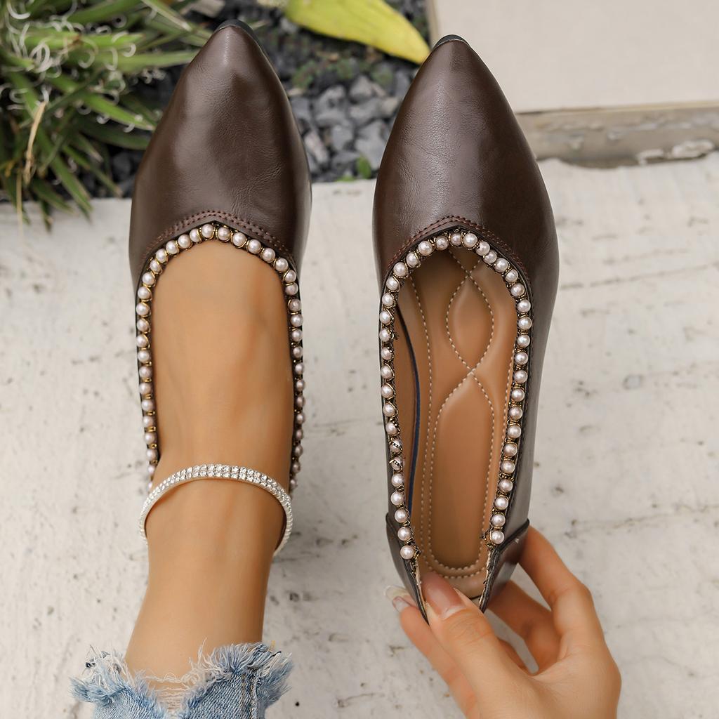 Women Flats new Patent Leather Jeweled Strap Loafers Shoes Pointed Toe Ballet Flat Sexy Elegant Comfortable Flat Shoes for Women