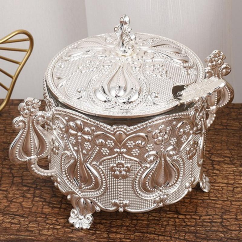 European Style Seasoning Jar,Golden Alloy With lid Spice Container Salt Butter Organizer,Coffee Beans Storage Jar,Kitchen Tools