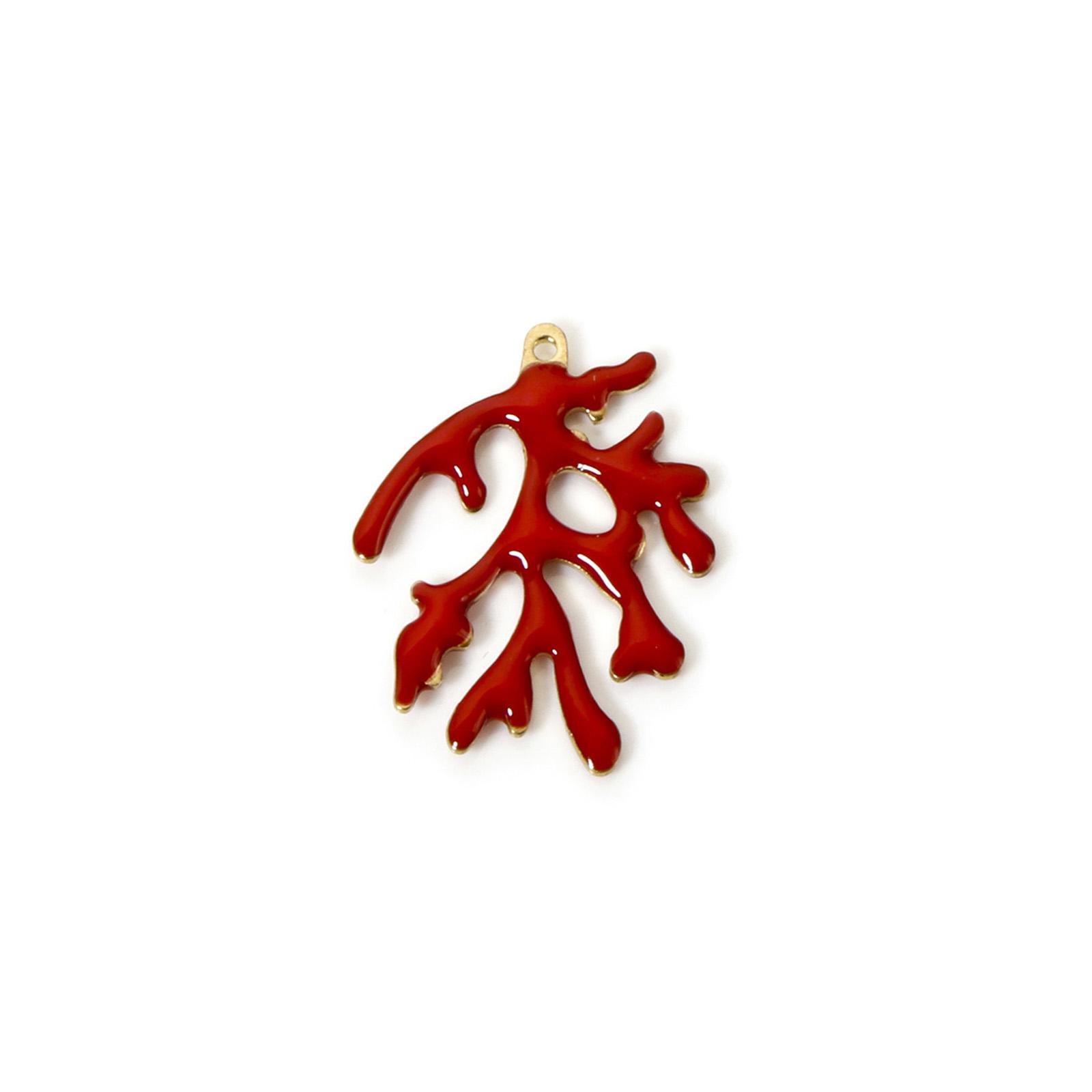 

5 Piece Brass Enamelled Sequins Charms Brass Color Multicolor Coral Enamel Pendants For DIY Necklace Jewelry Making 20mm x 15mm