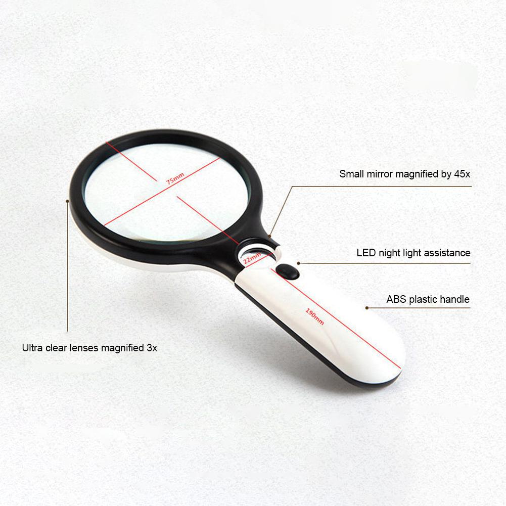 Magnifying Glass With Light, 3X Lighted Magnifying Glass, 3 Led White Lights Handheld Magnifying Glass, Illuminated Magnifier For Reading, Seniors, Je