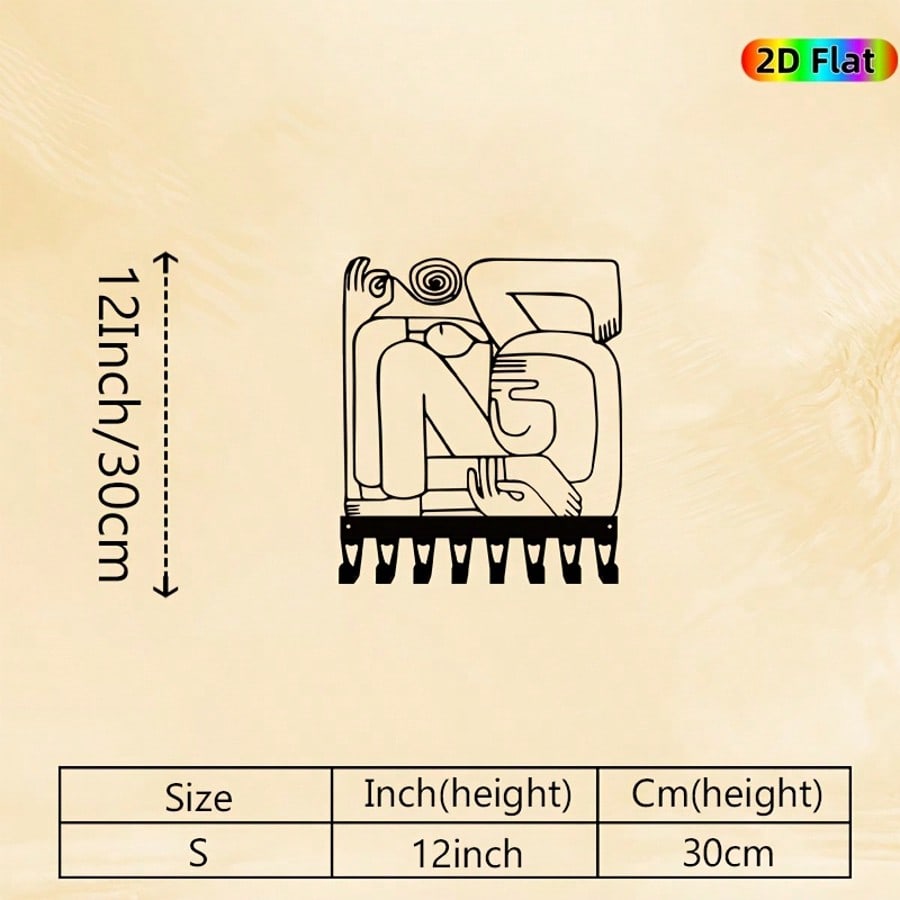 

Abstract Face Key Holder Metal Wall Art 8 Hooks Minimalist Iron Decor Entryway Storage Gift