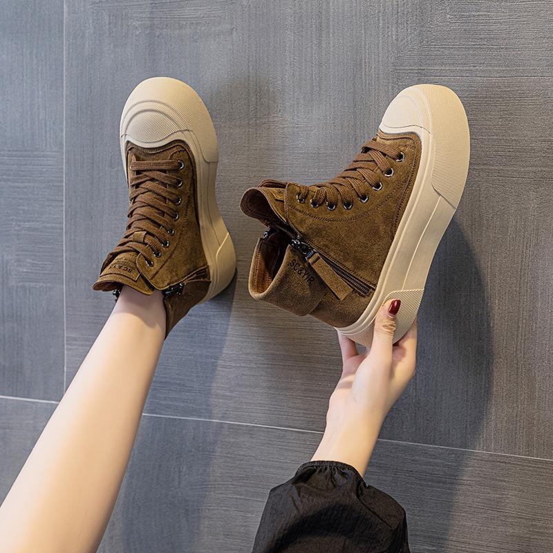 Autumn new creative casual fashion versatile niche female student casual board shoes platform high top board shoes women