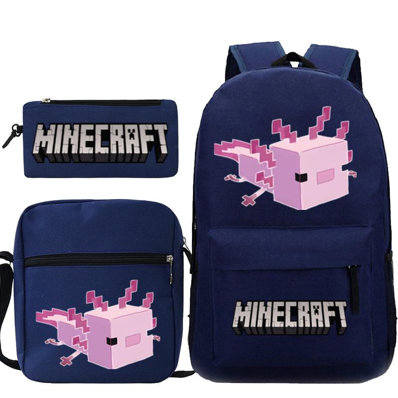 Game Minecraft Printed Children'S School Bag Oblique Span Bag Stationery Pencil Bag Student Backpack Set