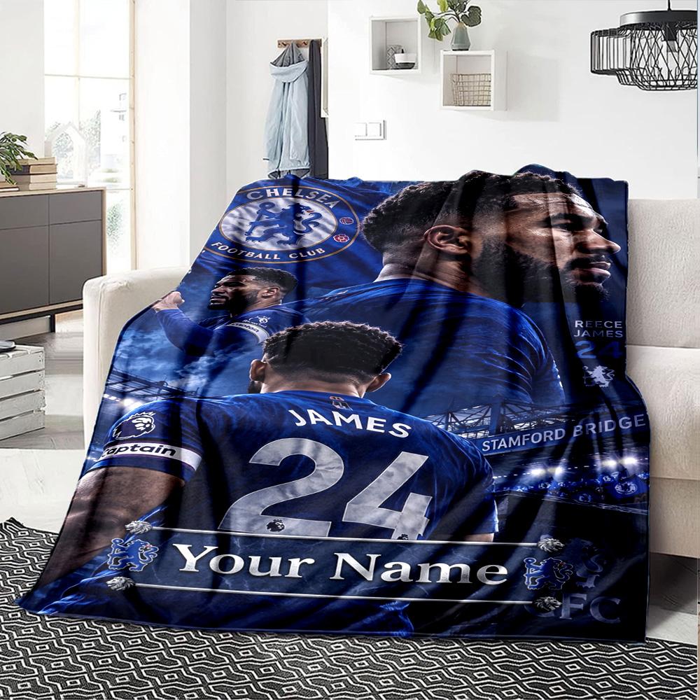 Chelsea Fc Football Player Customize Your Name Blanket Cozy Personalized Blanket Comfortable Great for Bed Office Chair Nap Chair Ideal for All Season