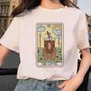 Tarot Card Flower Funny Time Graphic Print T Shirt Fashion Casual Crew Neck Short Sleeve  T Shirt Women