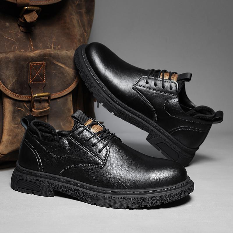 Men's Casual Leather Sneakers Genuine Leather Mens Vulcanized Shoes Men Comforthable Casual Shoes Comfy Male Skateboard Footwear