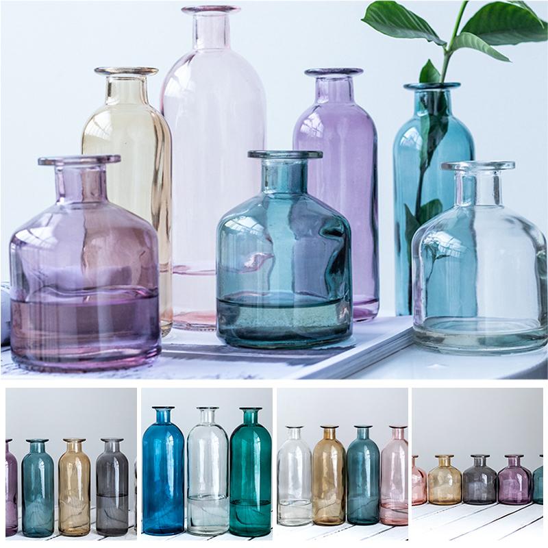 Glass Vase Living Room Dried Flowers Nordic Ins Style Glass Transparent Dill Home Decoration Accessories Flower Vases For Homes