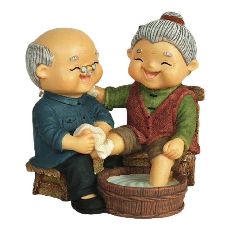Wedding Home Decors Figurine Elderly Couple Statue Romantics Grandparents Figure Grandma Grandpa Miniature Ornament