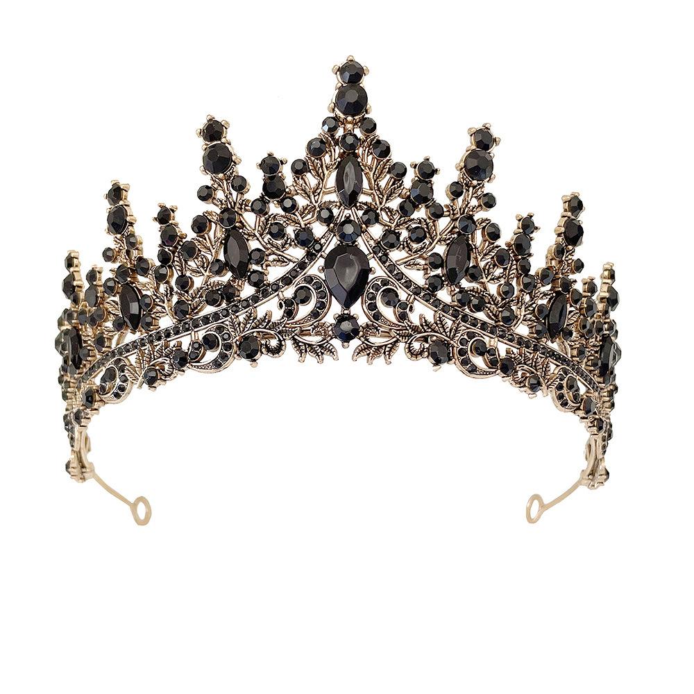 

Baroque Retro Black Rhinestone Crown Bridal Tiara Wedding Dress Birthday Crown New Style