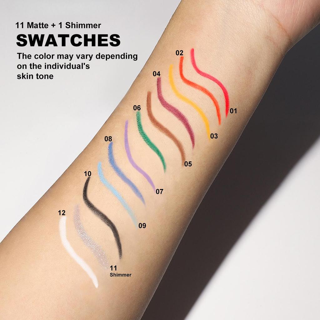 12-color Pearlescent Matte Not Easy To Smudge Eyeliner Gel Pen Rotatable Eyeliner Easy To Color Eyeshadow Pen