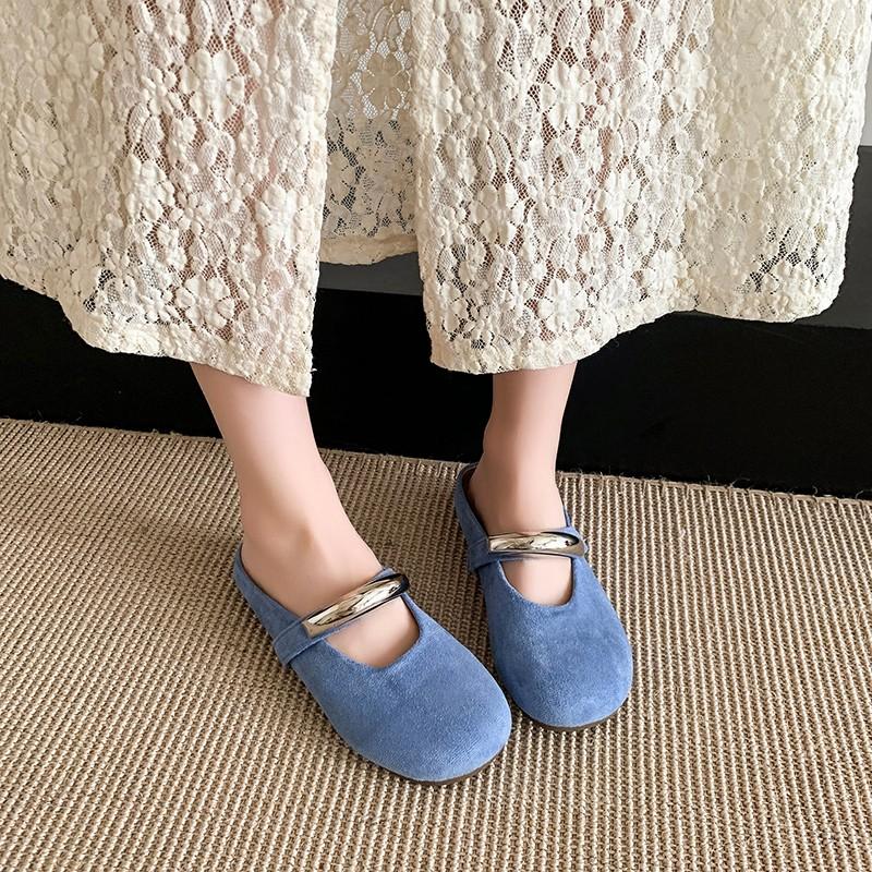 Fashion 2025 New Women's Flats Slippers Suede Fad Shoes New Sandals Summer Casual Comfortable Half Slippers Woman Slides Sandals