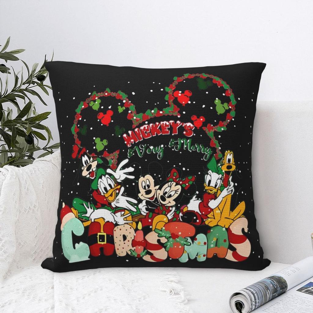 Kawaii Mickey Mouse Christmas Pillowcase Double-sided Printing Cushion Cover Decorations Pillow Case Cover Home Square 18''