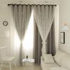 Double Layer Blackout Curtains, Girly Cream Style, Fabric and Gauze, for Bedroom and Dormitory, Sun Protection and Heat Insulation