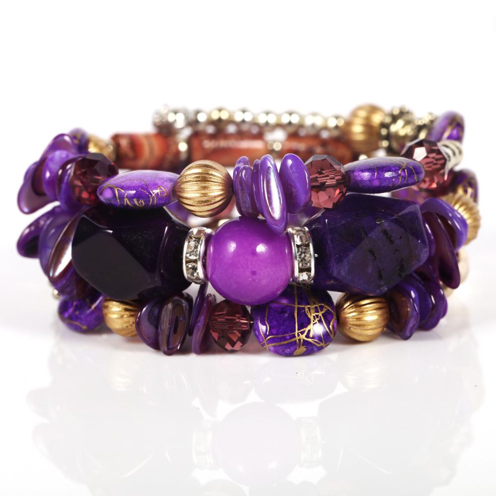 JYL TS Bracelet Bohemian Heart  Four-piece Design Attracts Love Purple темный загар