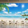 Blauer Himmel Strand Wandbild Kokospalmen Wandbild Meerblick Tapete Wohnzimmer Schlafzimmer Hotel 3D Strandtapete