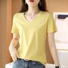 Women's V-Neck Mercerized Cotton Short-Sleeve T-Shirt - 2025 Summer Collection, Sweetheart Neckline