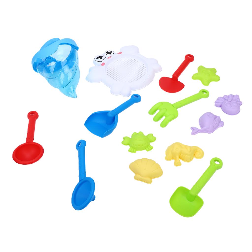 14pcs Kids Beach Toys Set Cute STEM Learning Compact Childrens Sandbox Toys with Storage Net Bag