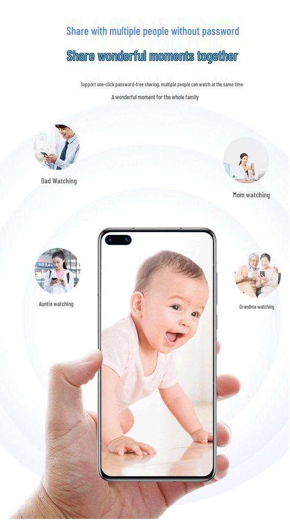 6MP Indoor Smart Camera with Dual Lens & Screen for 24-Hour Monitoring and Alarm System