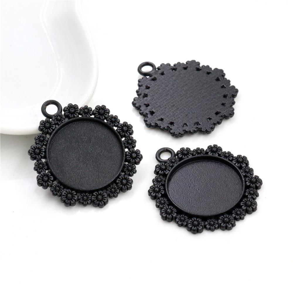 10pcs 20mm Inner Size Antique Silver Plated And Bronze Colors Pattern Style Cabochon Base Setting Charms Pendant