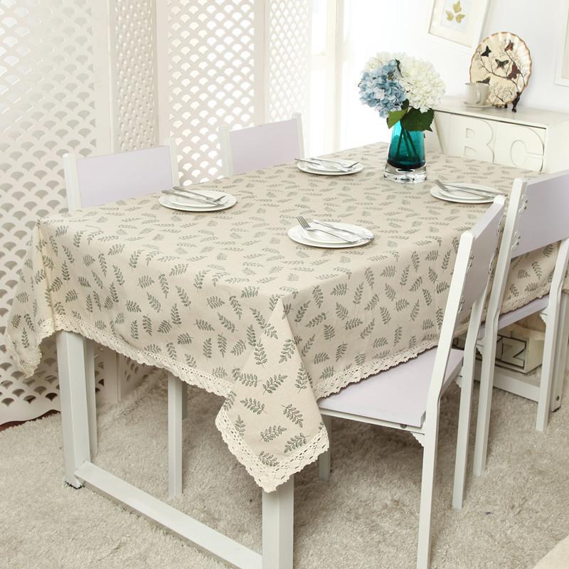 Modern Simple Polyester Cotton Fresh Green Olive Branch Lace Tablecloth Coffee Table Tablecloth Table Cloth Cover Towel