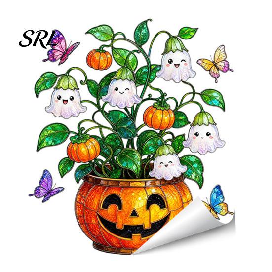 Waterproof Holiday Decorations Halloween Window Stickers, Cartoon Ghost Black Cat Pumpkin Static Glass Decorative Film for Parties Decals Shop