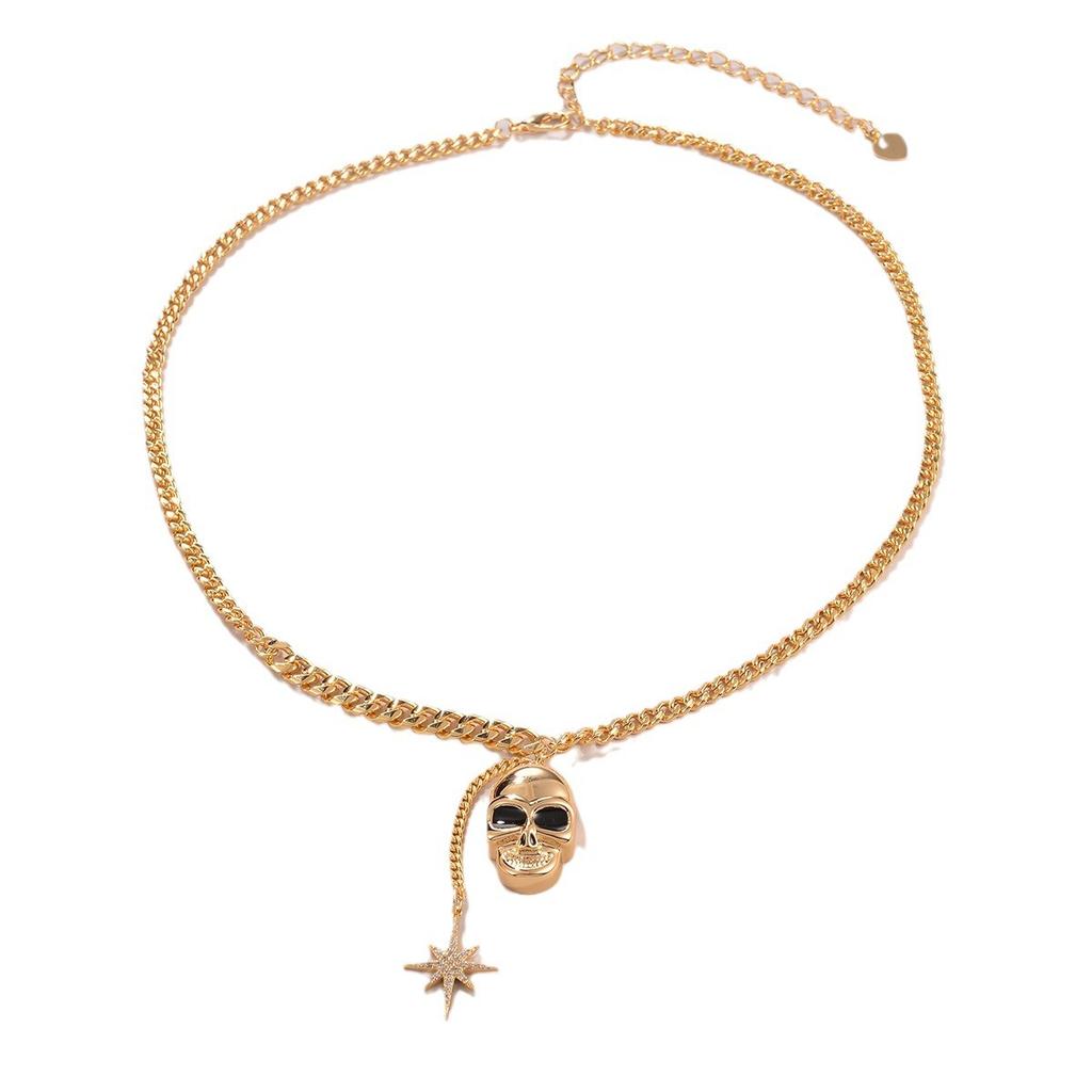 Skull necklace European and American personality hexagonal star accessories foreign trade hot-selling punk versatile pendant