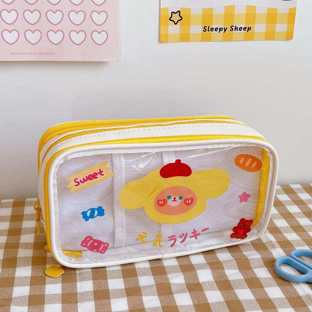 Kawaii Transparent Pencil Case Large Capacity Organizer Pen Box Korean Pouch for Girls Back To School Supplies Stationery