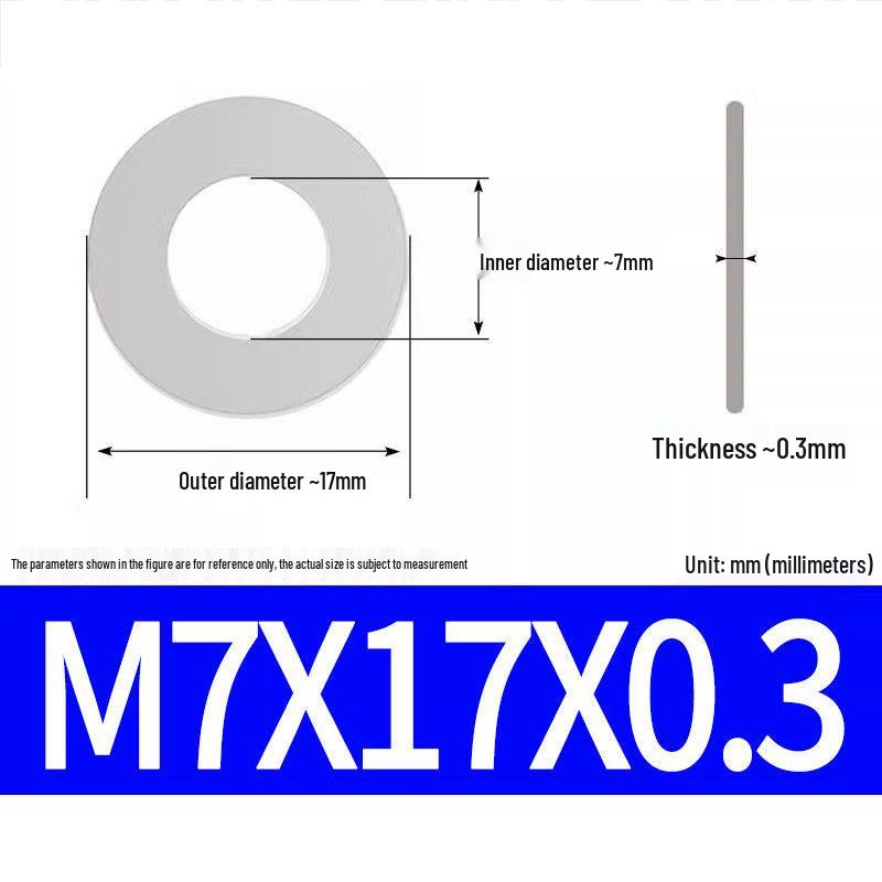 304 Stainless Steel Ultra-Thin Flat Washer, Thickness: 0.1/0.2/0.3/0.4/0.5 Mm, Sizes M1-M8