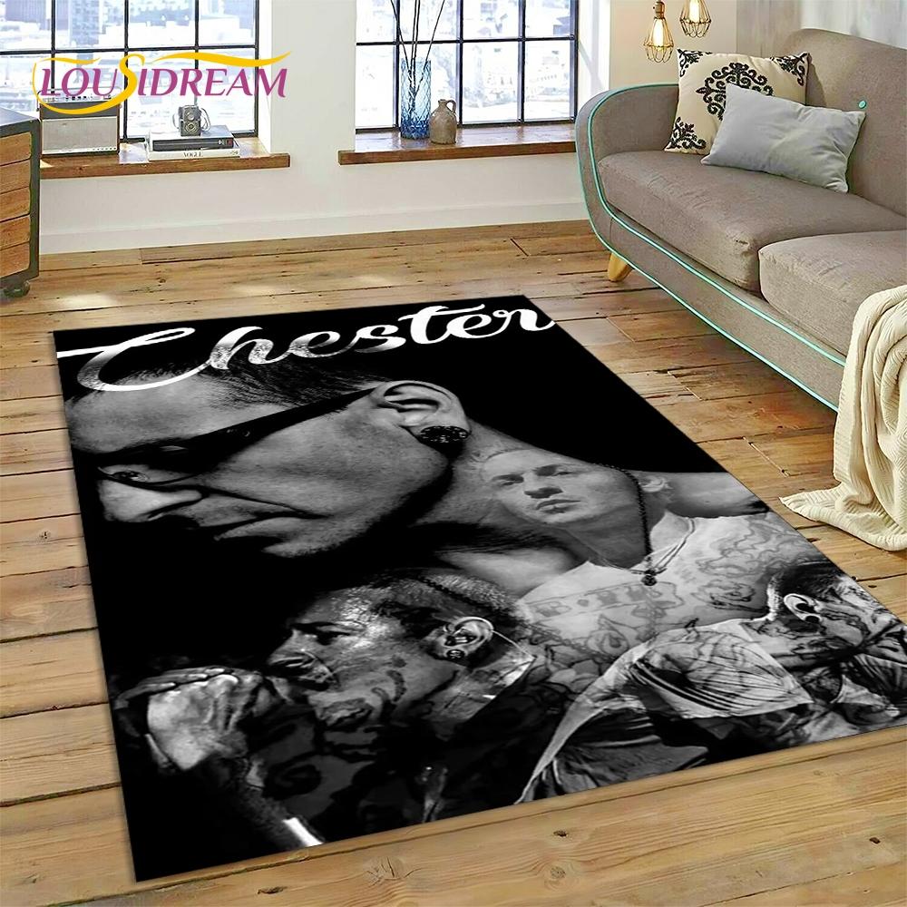 3D Ρετρό Ροκ Συγκρότημα 3D L-Linkin-Park Χαλί για Σαλόνι Υπνοδωμάτιο Διακόσμηση Σπιτιού, Αντιολισθητικό Πατάκι Διακόσμησης για Καναπέ Πατάκι Εισόδου