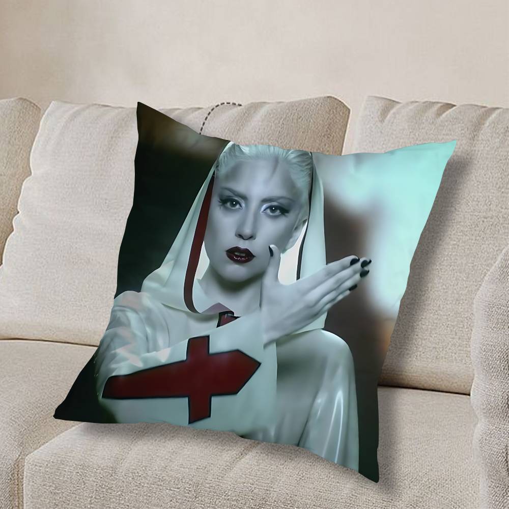 Mayhem L-Lady Gaga ART Pillow Case Square Double-Sided Printing Short Plush Sofa Cushion Cover Bedroom Bedside Pillow