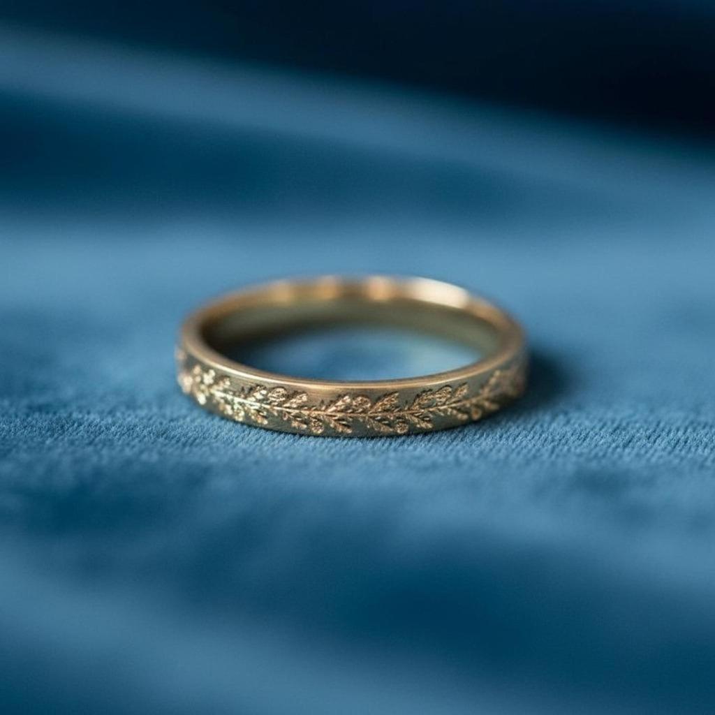 Floral Wedding Band / Vintage Look Wedding Ring / Womens Wedding Band / Romantic Wedding Band